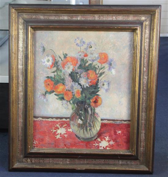 James Bolivar Manson (1879-1945) Marigolds and Scabious in a glass jug 24 x 20in.